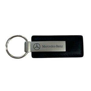 Mercedes-Benz Black Leather & Metal Keychain With Autohaus Logo